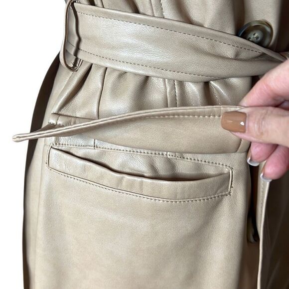 7 For All Mankind Vegan Faux Leather Trench Belted Coat NWT S - Picture 5 of 16